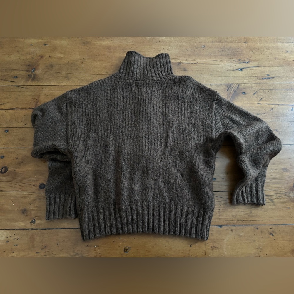 American Eagle quarter zip sweater, size XS, chocolate brown, oversized - Picture 2 of 3
